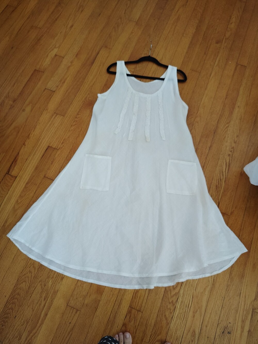 Original Summer  Italian Linen Dress   with Ruffle Trim